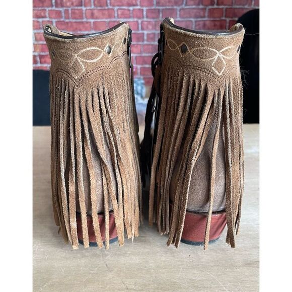 New J B Dillon JBW2242 Fringe Boots Snip Toe Short Booties Size 10B Cowgirl - Picture 13 of 14